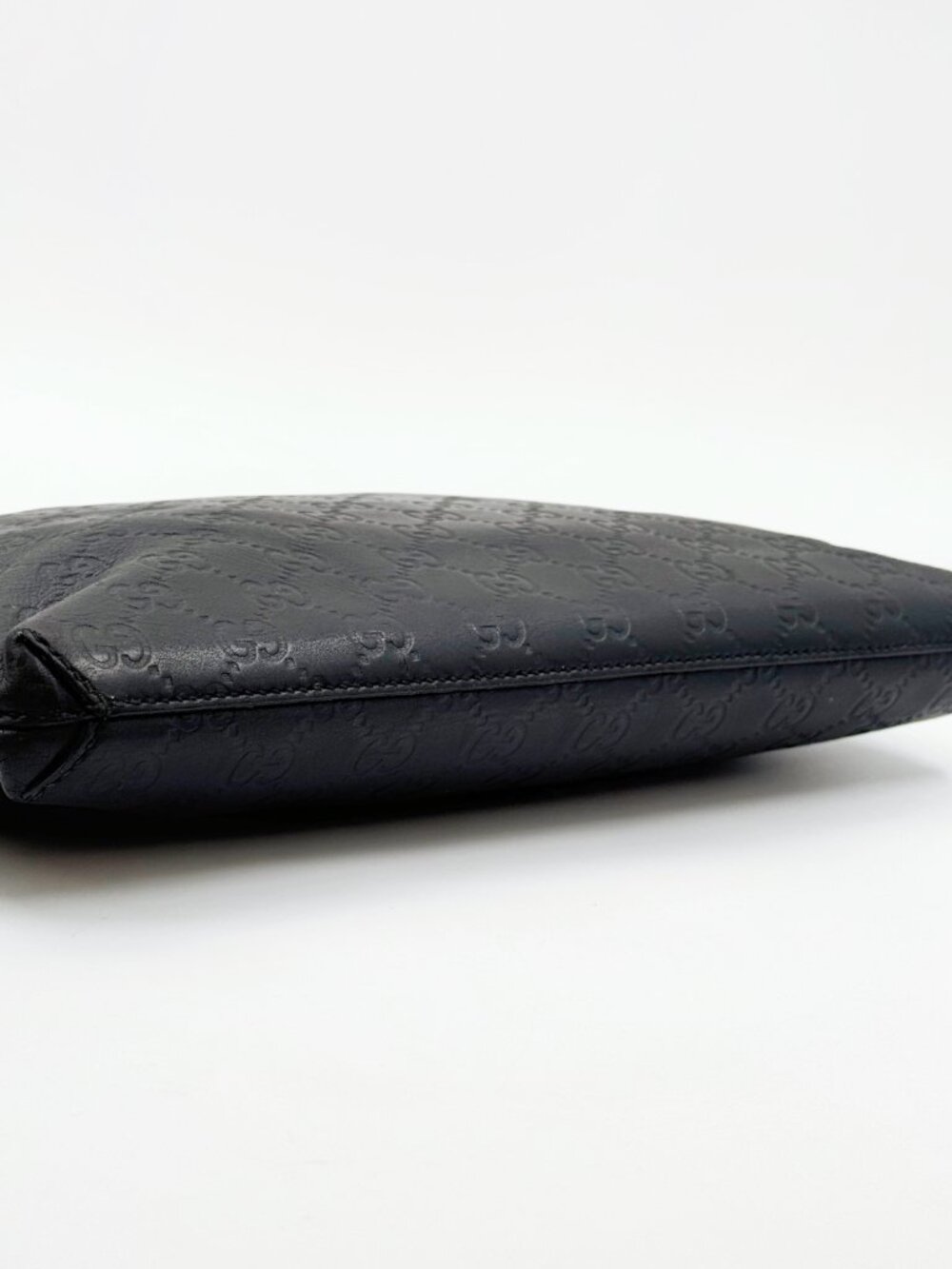 Gucci Micro Guccissima Black Leather Wristlet Clutch Pouch - Picture 6 of 14